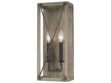 Visual Comfort Studio Thornwood 18" Tall 2-Light Washed Pine Brown Wall Sconce VCS4126302872