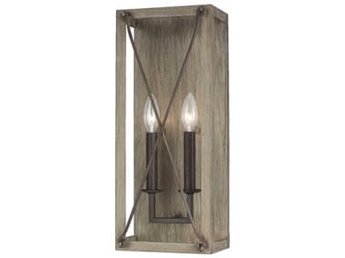 Visual Comfort Studio Thornwood 2-Light Washed Pine Brown Wall Sconce VCS4126302872