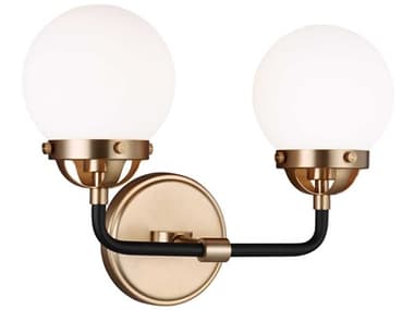 Visual Comfort Studio Cafe 14" Wide 2-Light Satin Brass Vanity Light VCS4487902848