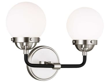 Visual Comfort Studio Cafe 14" Wide 2-Light Brushed Nickel Vanity Light VCS4487902962