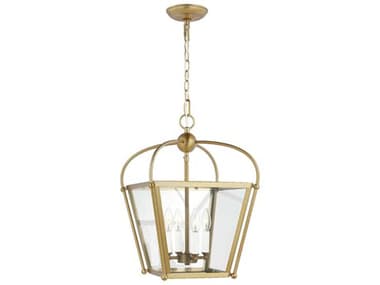 Visual Comfort Studio Charleston 14" 4-Light Satin Brass Lantern Pendant VCS5191004848