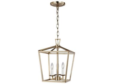 Visual Comfort Studio Dianna 9" 3-Light Satin Brass Lantern Mini Pendant VCS5192603848