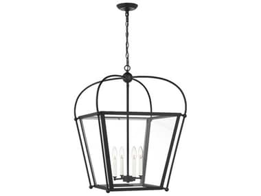 Visual Comfort Studio Charleston 21" 4-Light Midnight Black Lantern Pendant VCS5291004112