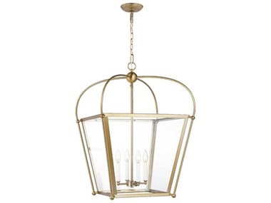 Visual Comfort Studio Charleston 21" 4-Light Satin Brass Lantern Pendant VCS5291004848