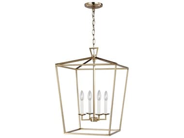 Visual Comfort Studio Dianna 17" 4-Light Satin Brass Lantern Pendant VCS5392604848