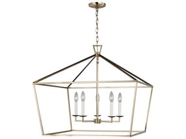 Visual Comfort Studio Dianna 28" 5-Light Satin Brass Lantern Pendant VCS5692605848