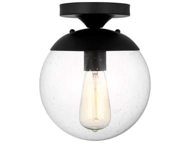 Visual Comfort Studio Leo 1-Light Midnight Black Globe Semi Flush Mount VCS7501801112