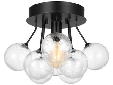 Visual Comfort Studio Bronzeville 1-Light Midnight Black Globe Semi Flush Mount VCS7714301112