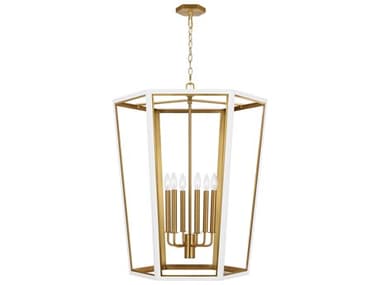 Visual Comfort Studio Curt 26" Wide 6-Light Matte White Lantern Chandelier VCSAC1106MWTBBS