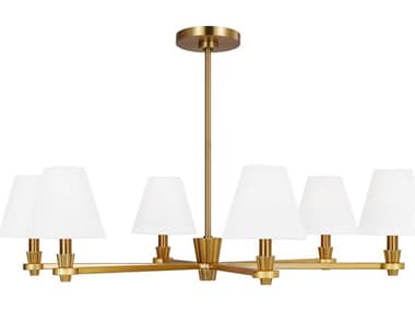 Visual Comfort Studio Paisley 36" Wide 6-Light Burnished Brass Empire Chandelier VCSAC1126BBS