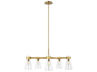 Visual Comfort Studio Moritz 34" Wide 5-Light Burnished Brass Chandelier VCSAEC1005BBS