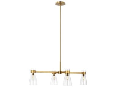 Visual Comfort Studio Moritz 42" 4-Light Burnished Brass Linear Island Pendant VCSAEC1014BBS