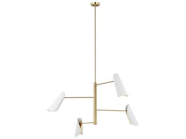 Visual Comfort Studio Tresa 47" Wide 4-Light Matte White Burnished Brass Chandelier VCSAEC1024BBSMWT