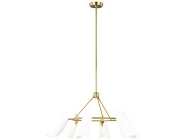 Visual Comfort Studio Tresa 36" Wide 6-Light Matte White Burnished Brass Chandelier VCSAEC1036BBSMWT