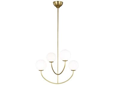 Visual Comfort Studio Galassia 30" Wide 4-Light Burnished Brass Globe Tiered Chandelier VCSAEC1054BBS