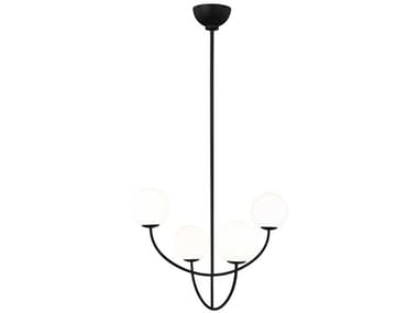 Visual Comfort Studio Galassia 30" Wide 4-Light Midnight Black Globe Tiered Chandelier VCSAEC1054MBK