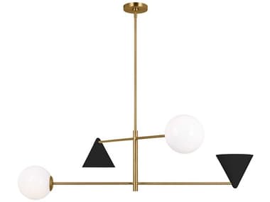 Visual Comfort Studio Cosmo 48" Wide 4-Light Midnight Black Burnished Brass Globe Geometric Tiered Chandelier VCSAEC1094MBKBBS