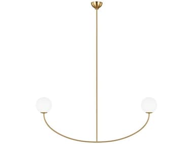 Visual Comfort Studio Galassia 2-Light Burnished Brass Globe Linear Island Pendant VCSAEC1132BBS