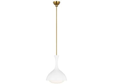 Visual Comfort Studio Lucerne 9" 1-Light Matte White Burnished Brass Dome Mini Pendant VCSAEP1011BBSMWT