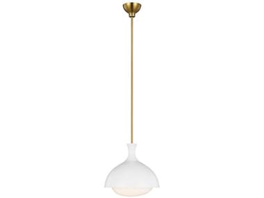 Visual Comfort Studio Lucerne 11" 1-Light Matte White Burnished Brass Dome Mini Pendant VCSAEP1021BBSMWT