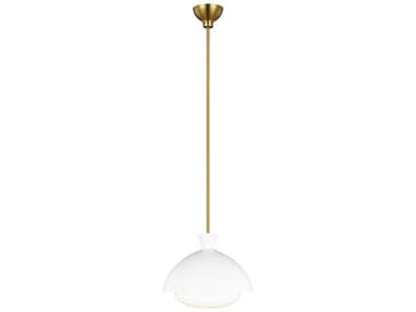 Visual Comfort Studio Lucerne 15" 1-Light Matte White Burnished Brass Dome Pendant VCSAEP1031BBSMWT