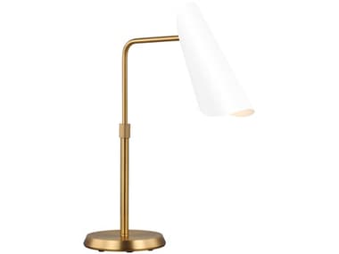 Visual Comfort Studio Tresa Matte White Burnished Brass Steel Desk Lamp VCSAET1011BBSMWT1