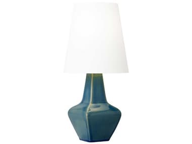 Visual Comfort Studio Diogo Blue Anglia Crackle White Linen Fabric Table Lamp VCSAET1151BAC1