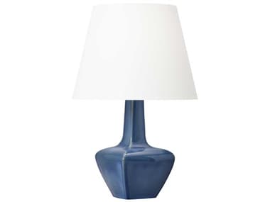 Visual Comfort Studio Diogo Blue Anglia Crackle White Linen Fabric Buffet Lamp VCSAET1161BAC1