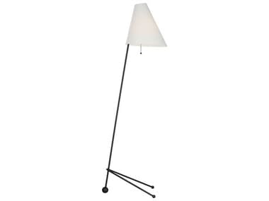 Visual Comfort Studio Gustav 58" Tall Aged Iron White Linen Fabric Black Floor Lamp VCSAET1171AIWL1