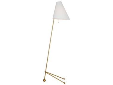 Visual Comfort Studio Gustav 58" Tall Burnished Brass White Linen Fabric Floor Lamp VCSAET1171BBSWL1