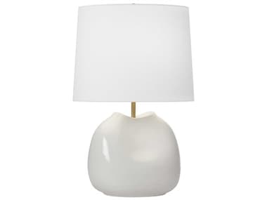 Visual Comfort Studio Ulla Dove Grey Crackle White Linen Fabric Table Lamp VCSAET1181DGC1