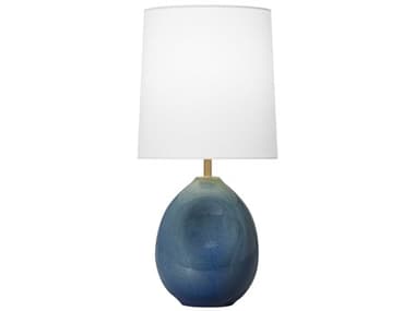 Visual Comfort Studio Ulla Blue Anglia Crackle White Linen Fabric Table Lamp VCSAET1191BAC1