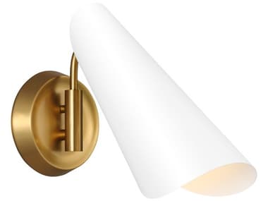 Visual Comfort Studio Tresa 8" Tall 1-Light Matte White Burnished Brass Wall Sconce VCSAEW1001BBSMWT