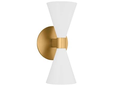 Visual Comfort Studio Albertine 13" Tall 2-Light Matte White Brass Wall Sconce VCSAEW1032MWT