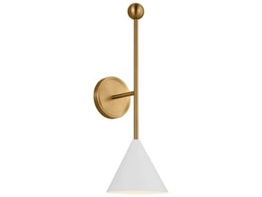 Visual Comfort Studio Cosmo 22" Tall 1-Light Matte White Burnished Brass Wall Sconce VCSAEW1051MWTBBS