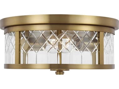 Visual Comfort Studio Alec 13" 2-Light Burnished Brass Drum Flush Mount VCSAF1072BBS