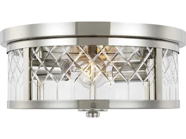 Visual Comfort Studio Alec 13" 2-Light Polished Nickel Drum Flush Mount VCSAF1072PN