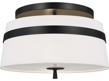 Visual Comfort Studio Cordtlandt 3-Light Aged Iron Black Drum Flush Mount VCSAF1143AI