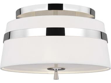 Visual Comfort Studio Cordtlandt 3-Light Polished Nickel Drum Flush Mount VCSAF1143PN