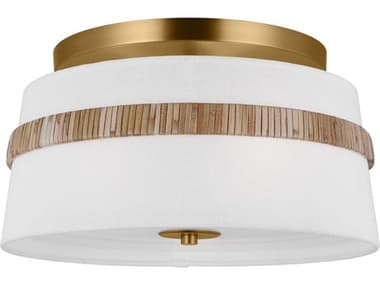 Visual Comfort Studio Cordtlandt 3-Light Rattan Brown Drum Semi Flush Mount VCSAF1143RTN