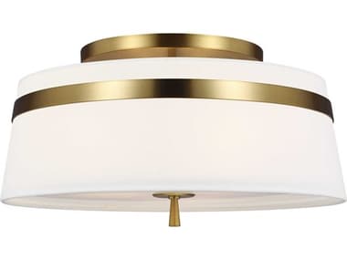 Visual Comfort Studio Cordtlandt 19" 3-Light Burnished Brass Drum Flush Mount VCSAF1153BBS