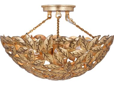 Visual Comfort Studio Kelan 16" 3-Light Antique Gild Gold Bowl Semi Flush Mount VCSAF1173ADB