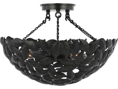 Visual Comfort Studio Kelan 3-Light Aged Iron Black Bowl Semi Flush Mount VCSAF1173AI