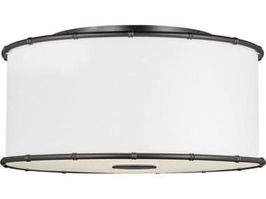 Visual Comfort Studio Aldric 2-Light Aged Iron Bronze Drum Flush Mount VCSAF1182AI