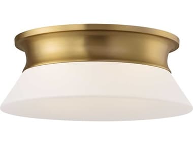 Visual Comfort Studio Panos 2-Light Burnished Brass Round Flush Mount VCSAF1192BBS