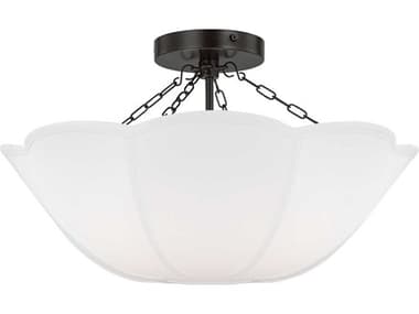 Visual Comfort Studio Stassi 2-Light Aged Iron Black Bowl Semi Flush Mount VCSAF1212AI