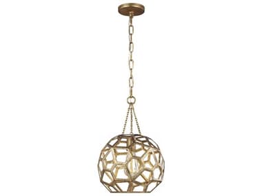 Visual Comfort Studio Feccetta 11" 1-Light Antique Gild Gold Geometric Mini Pendant VCSAP1051ADB