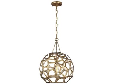 Visual Comfort Studio Feccetta 15" 1-Light Antique Gild Gold Geometric Pendant VCSAP1061ADB