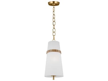 Visual Comfort Studio Cordtlandt 1-Light Rattan Brown Cylinder Mini Pendant VCSAP1161RTN