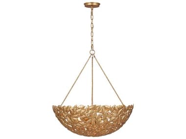 Visual Comfort Studio Kelan 6-Light Antique Gild Gold Bowl Pendant VCSAP1186ADB